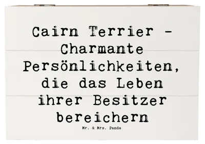 Produktbild von Mr. & Mrs. Panda Geschenkbox Spruch Cairn Terrier 22 x 15 cm - Weiß - Geschenk, lebhaft, schottische Hunderasse, holz, fotobox, Hundeliebhaber, Box, Hund, schatzkiste