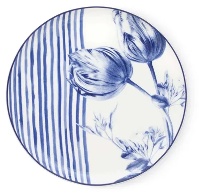 Heinen Delfts Blauw – Essteller Tulp - Strepen - Porzellan - 26 cm – Bild 1