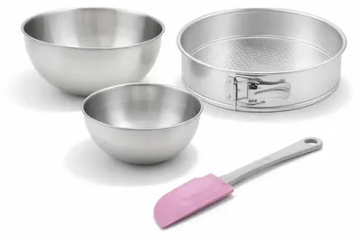 Image de Set de 4 ustensiles de pâtisserie moule à gâteaux 2 bols et spatule Zenker Silver