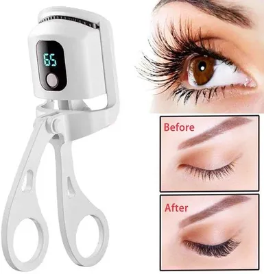 Produktbild von Elektrische Wimperkrüller mit LED-Display, 3 Temperatur-Einstellungen, 10 Sekunden Aufheizzeit, weiß