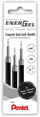 Produktbild von Pentel EnerGel LRN5 Nachfüllpatronen für Gelstifte, 0,5 mm - Set mit 3 Stück - Schwarz (3 Stück)