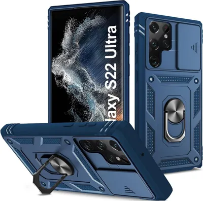 Produktbild von Hülle für Samsung Galaxy S22 Ultra 5G Blau mit Ring SM-908