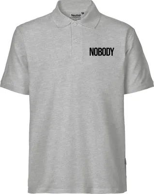 Produktbild von Huuraa Herren Polo Shirt Nobody Schriftzug M Sport Grey Bio Baumwolle Fairtrade Poloshirt Geschenkidee