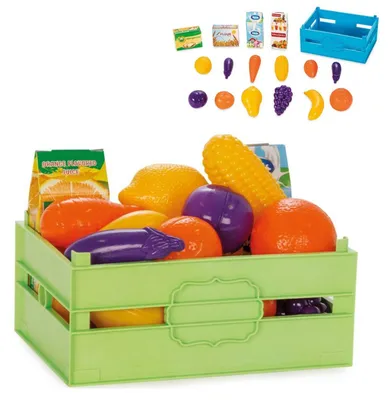 Produktbild von Pilsan Spielzeuglebensmittel-Box 06037 Obst Gemüse 16-teilig Milch Mehl Saft bunt