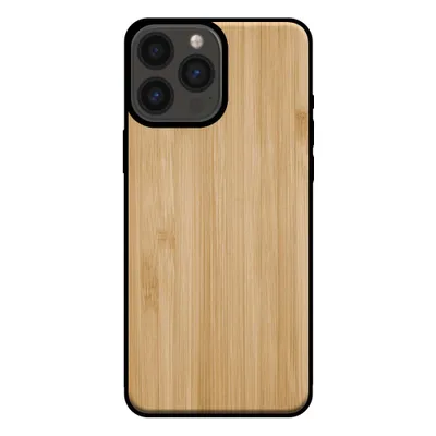 Image de Smartphonica Coque pour iPhone 13 Pro Max avec
aspect bois - coque arrière en bois artificiel de bambou - Marron