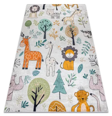 Produktbild von BAMBINO 61570 Waschteppich Tiere, Afrika für Kinder Anti-Rutsch - creme / grün beige 120x170 cm