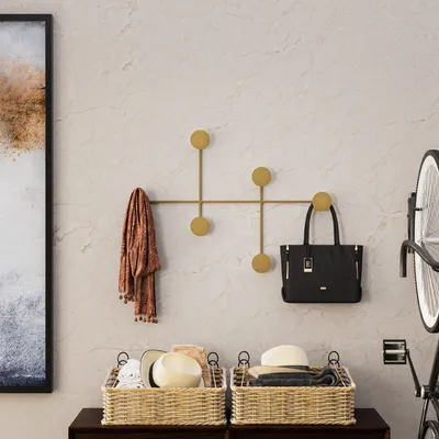 Image de Wallity, Dama-A, portemanteau mural et crochets, or, métal, 82 x 60 x 10 cm