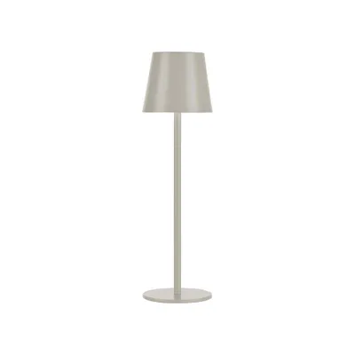 A modern LED table lamp with a conical shade and a slender stem on a circular base, presented against a plain white background.