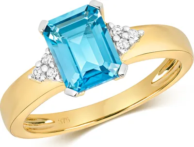 Produktbild von Moderner 9 Karat (375) Gold Damen - Diamant Solitärring Brillant-Schliff 0.06 Karat mit Topas, 53 (16.9); TRS14865RSM