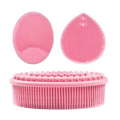 Produktbild von Badebürste Silikon Duschbürste, weicher Body Scrubber für Erwachsene & Kinder, Körperbürste mit Peeling, Massage & Schaumbildung