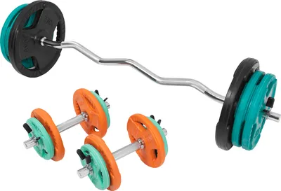 Produktbild von GORILLA SPORTS® Hantelset 70 kg - 4x1,25kg, 4x2,5kg, 4x5kg, 2x10kg Gewichte, SZ Curlstange 120 cm, Kurzhanteln, 30 mm, verchromt, gerändelt, Gusseisen, Gummi, Federverschlüssen - Langhantel Set