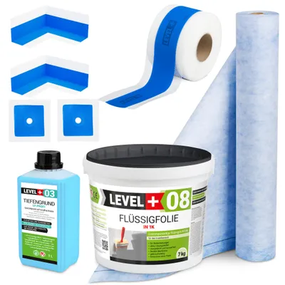 Produktbild von Dichtset Flüssigfolie 7kg Duschabdichtung Dichtband 5m Dichtbahn 2m SET328