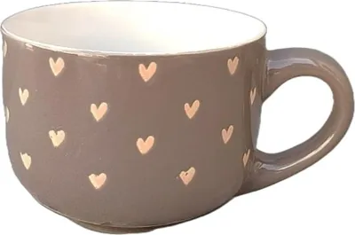 Image de Mug en céramique 450 ml avec des coeurs - élégant, idéal pour le café ou le thé