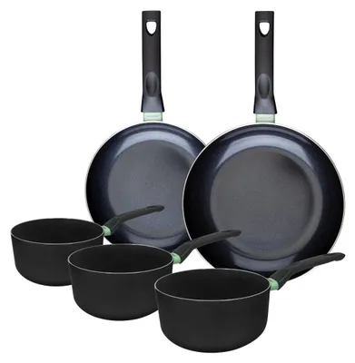 Image de Ensemble de 2 poêles de 24 et 28 cm et 3 casseroles 16, 18 et 20 cm Fackelmann Brandao