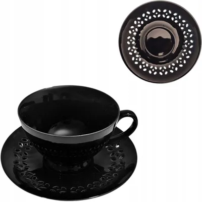 Produktbild von MPLCo Bisette BLACK Keramiktasse Schwarz 260ml mit Untertasse