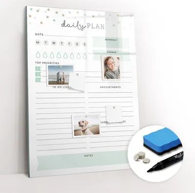 Produktbild von Magnetpinnwand Memoboard - Zubehörsatz - Schwarzer Marker + Schwamm + Magnete - 70 x 100 cm - Tagesplan
