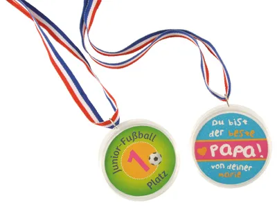 Produktbild von EDUPLAY 240091 Kunststoff-Medaille mit Motiv-Fach zum Selbstgestalten, transparent (Modell zufällig, 1 Stück)