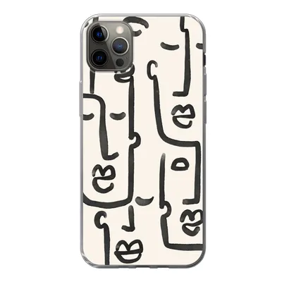 Produktbild von MuchoWow® Handyhülle Schutzhülle Hülle für iPhone 13 Pro Max Muster - Abstrakt - Linienkunst Silikon Softcase Handy Hülle - Mobiltelefon