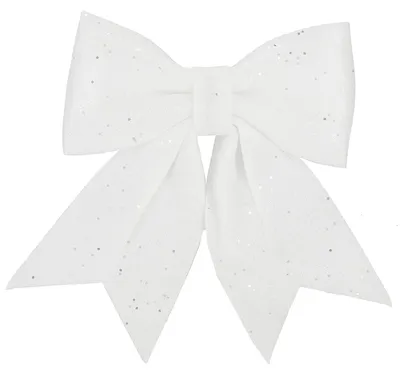 Immagine prodotto di Fiocco natalizio con paillettes 17x20 cm bianco, decorazioni natalizie