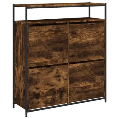 Produktbild von Schuhschrank mit 4 Klappen Räuchereiche 100x34x112 cm