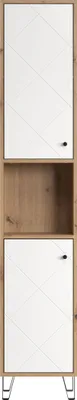 Produktbild von Touch Hochschrank Bad wandhängend Eiche Nachbildung, weiß matt.