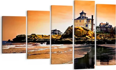 Produktbild von Bild auf Leinwand - Leinwandbild - Felsen Meer Sonnenuntergang Architektur - 100x60cm - Wand Bild - Wanddeko - Leinwanddruck - Bilder - Kunstdruck - Leinwand bilder - Wandkunst - EG100x60-1179