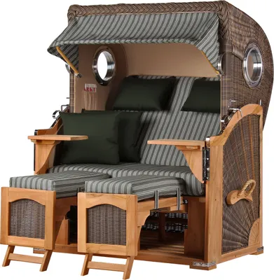 Produktbild von Strandkorb-Set - bene living - Ammersee Teak - PE grau - Modell 504 - inkl. Liftersystem