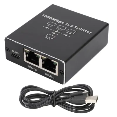 Image de Splitter Ethernet 1 vers 3 - Répartiteur Gigabit LAN 1000Mbps pour câble CAT 6/7/8, adaptateur switch réseau, compatible avec routeur Internet
