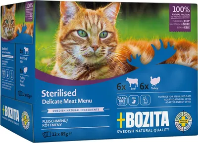 Zdjęcie produktu dla Mokra karma dla kota Bozita dla sterylizowanych Kawałki z Mięsem 12x85g