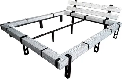 Produktbild von CHYRKA® Massivholzbett (Weiss, 140x200 cm) LEMBERG Balkenbett Bett Doppelbett Massivholz Loft Vintage Industrie Design Handmade Holz Metall
