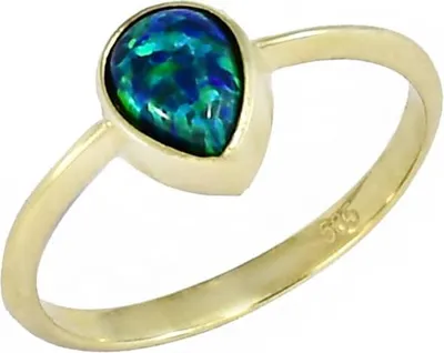 Produktbild von Goldring 585 Gold mit synthetischem Opal Größe 55