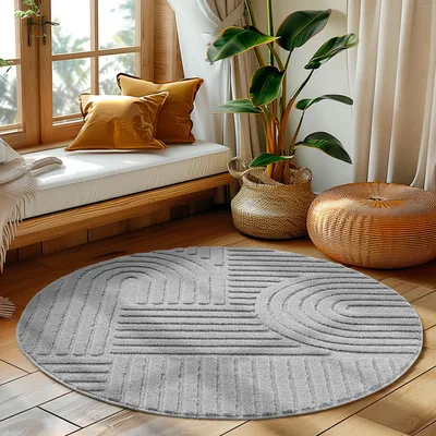 Zdjęcie produktu dla Homebyhome Dywan z Wysokim W?osiem do Salonu Skandynawski Styl Boho Efekt 3D Shaggy Mi?kki Puszysty i Przytulny, Rozmiar: 120 cm okr?g?y