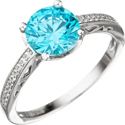 Produktbild von Ring Damenring mit Zirkonia türkis blau hellblau facettiert 925 Silber Fingerring Innenumfang 52mm  Ø16.6mm