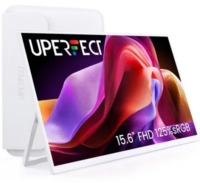 Imagen del producto de Monitor portátil de 15,6 pulgadas, resolución FHD, color blanco mate, 1920 x 1080, con conexión USB-C y HDMI