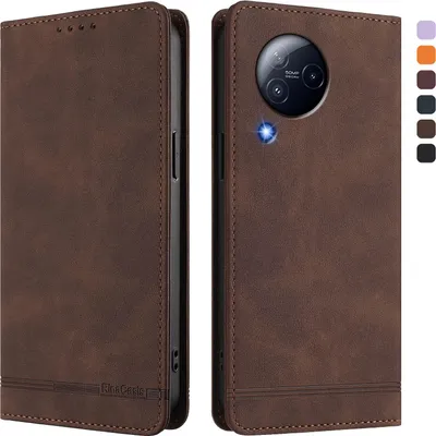 Obrázek produktu pro Pouzdro pro Xiaomi Civi 3, retroPolyuretankožené flip pouzdro s stojánkem a přihrádkami na karty Hnědý