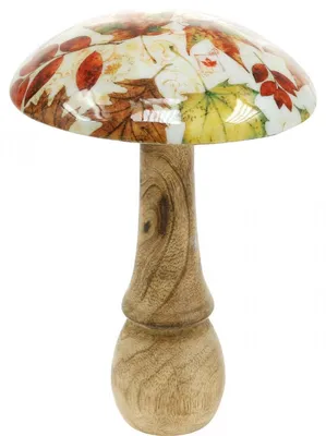 Produktbild von Herbstliche Dekoration Holzpilz mit Laubmotiv