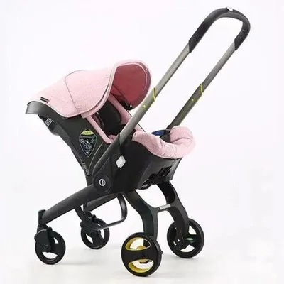 Imagen del producto de Cochecito de viaje 4 en 1 - Plegable - Ligero - Asiento ajustable - Protector solar - Para niños hasta 20 kg - Color rosa