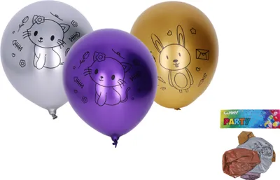 Produktbild von Aufblasbarer Ballon 30 cm – 5er-Set, Chromtiere