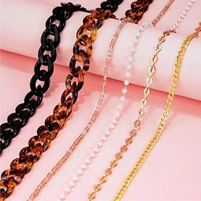 Produktbild von 6 Stück Brillenkette Elegante Brillenband für Damen und Herren, Acryl Sonnenbrille Strap Brillenkordel