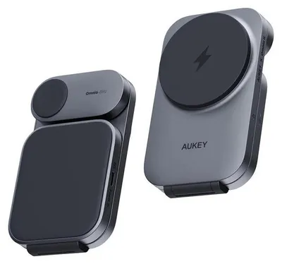 Zdjęcie produktu dla AUKEY LC-MC312, Wewnętrzna, Zewnętrzna, USB, Bezprzewodowe ładowanie, Szary, Czarny