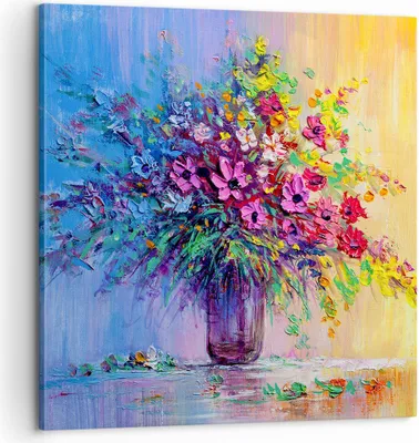 Produktbild von Bild auf Leinwand - Leinwandbild - Blumen Vase - 60x60cm - Wand Bild - Wanddeko - Wandbilder - Leinwanddruck - Bilder - Kunstdruck - Wanddekoration - Leinwand bilder - Wandkunst - AC60x60-4117