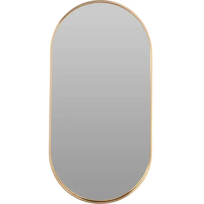 Produktbild von Eleganter ovaler Wandspiegel mit goldenem Metallrahmen, flexible Aufhängung