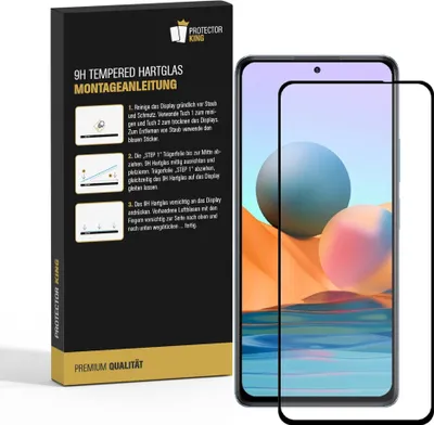 Produktbild von 3x 9H Hartglas für Xiaomi Redmi Note 10 FULL COVER Panzerfolie Displayschutz SW Panzerglas Schutzglas Schutzfolie