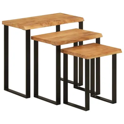 Produktbild von Satztische mit Baumkante 3 Stk. Massivholz Akazie
