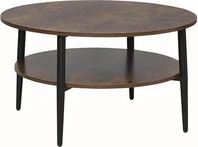 Produktbild von Design Couchtisch rund GE-111 Eiche rustikal - Schwarz matt Wohnzimmer