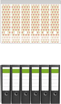 Produktbild von Wallario 6 Stück breite Ordner inkl. Klebeetiketten mit Motive Muster mit roten Blumen und grünen Blättern -  Set mit Rückenschildern / Ordnerrücken Stickern