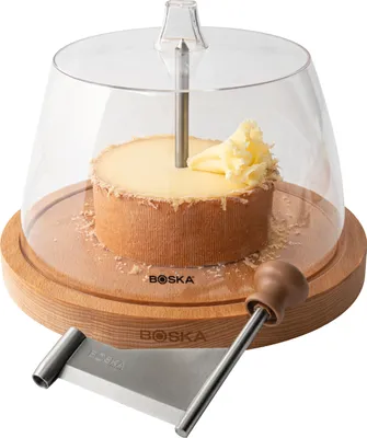 Produktbild von Boska Käseschaber Amigo mit Glocke / Einfach zu verwenden / Hält Käse langer frisch / Holz / Kunststoff / Braun