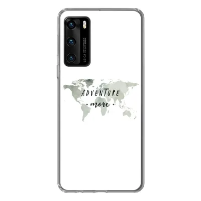 Produktbild von MuchoWow® Handyhülle Schutzhülle Hülle für Huawei P40 Weltkarte - Grau - Zitate Silikon Softcase Handy Hülle - Handytasche
