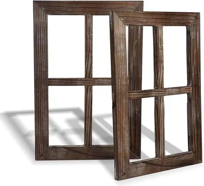 Productafbeelding van Famanu Vintage houten fotolijst, antiek decoratief - 2 stuks - 40 x 28 cm - Bruin