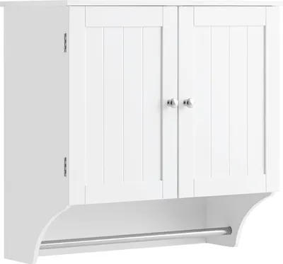 Immagine prodotto di Armadietto da bagno SoBuy, pensile alto, pensile, portasciugamani a 2 ante, con 2 ripiani regolabili per cucina, corridoio, bagno